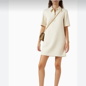 Tory Burch Elegant Cream Polo Collar Short-Sleeve Shift Dress